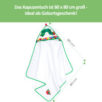 Kapuzenhandtuch Raupe Nimmersatt, 80 x 80