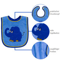 Set 3-tlg. ELEFANT blau, Kapuzenhandtuch, Waschhandschuh, L&auml;tzchen