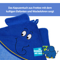 Set 3-tlg. ELEFANT blau, Kapuzenhandtuch, Waschhandschuh, L&auml;tzchen