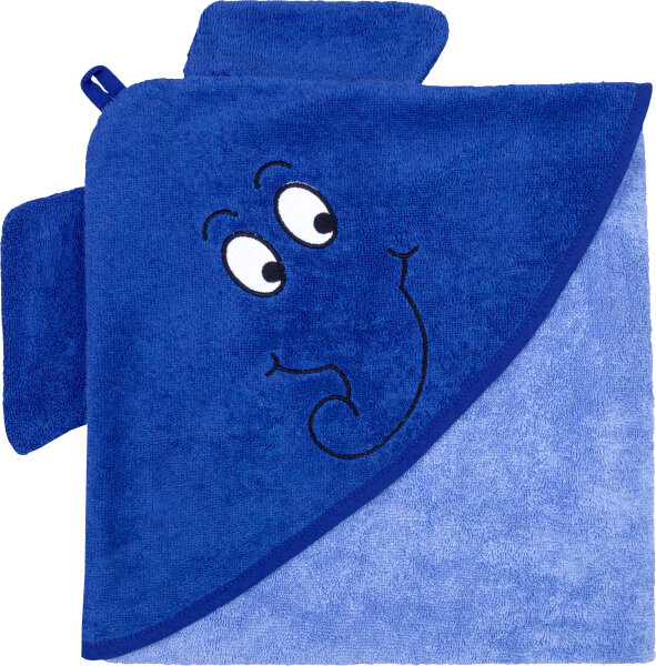Kapuzenhandtuch Blauer Elefant, 100 x100