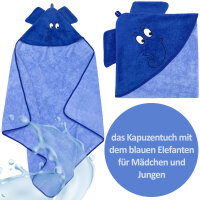 Kapuzenhandtuch Blauer Elefant, 100 x100