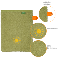 Waschlappen "sunshine", Bio-Baumwolle, moos