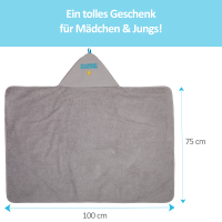 Kapuzenhandtuch in Bio-Baumwolle 75x100, grau